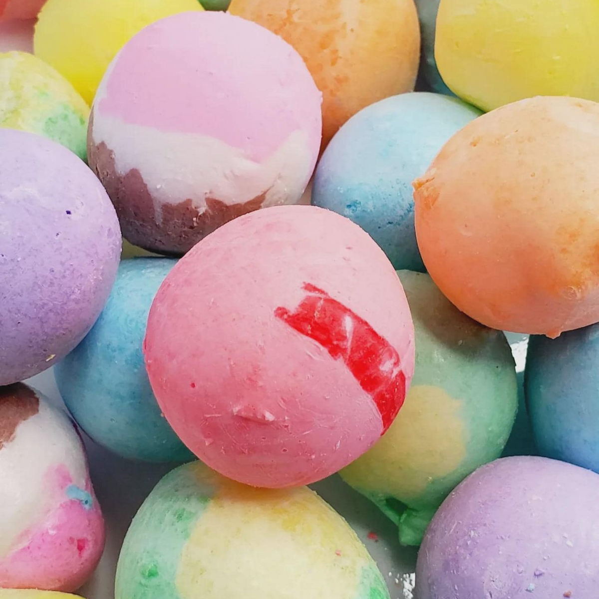 Assorted freeze-dried salt water taffy in a pile 