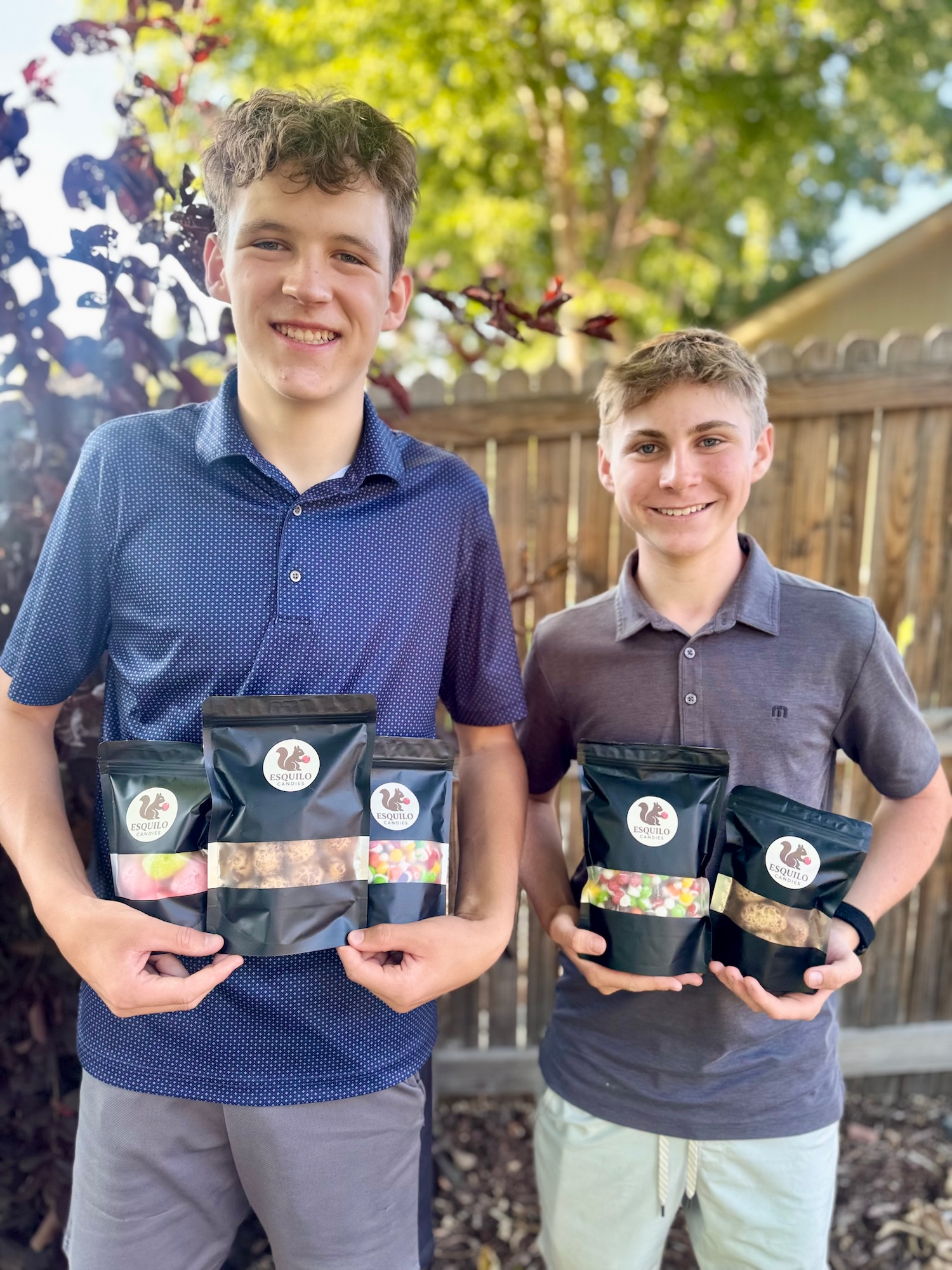 Littleton Colorado Freeze-Dried Candy business co-founders showing product line- Esquilo Candies